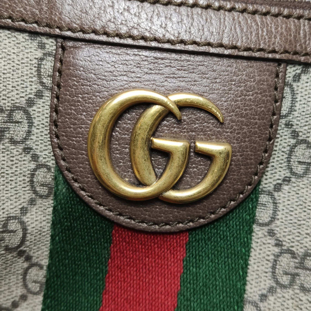 Gucci Ophidia Leather Canvas GG Crossbody Bag 057852300127