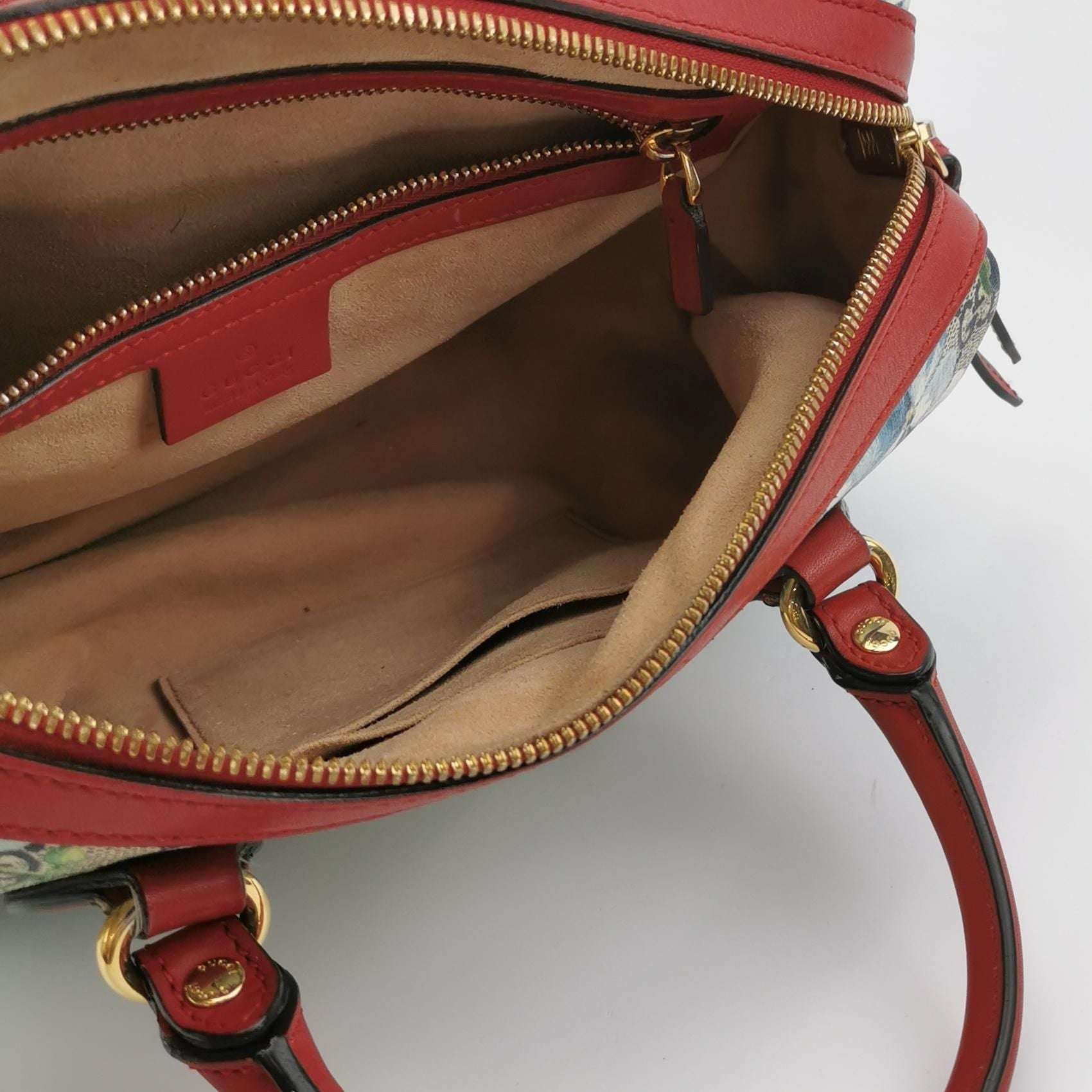 Gucci GG Blooms Leather Double G Monogram Geranium Pattern Crossbody Bag 250512781188687