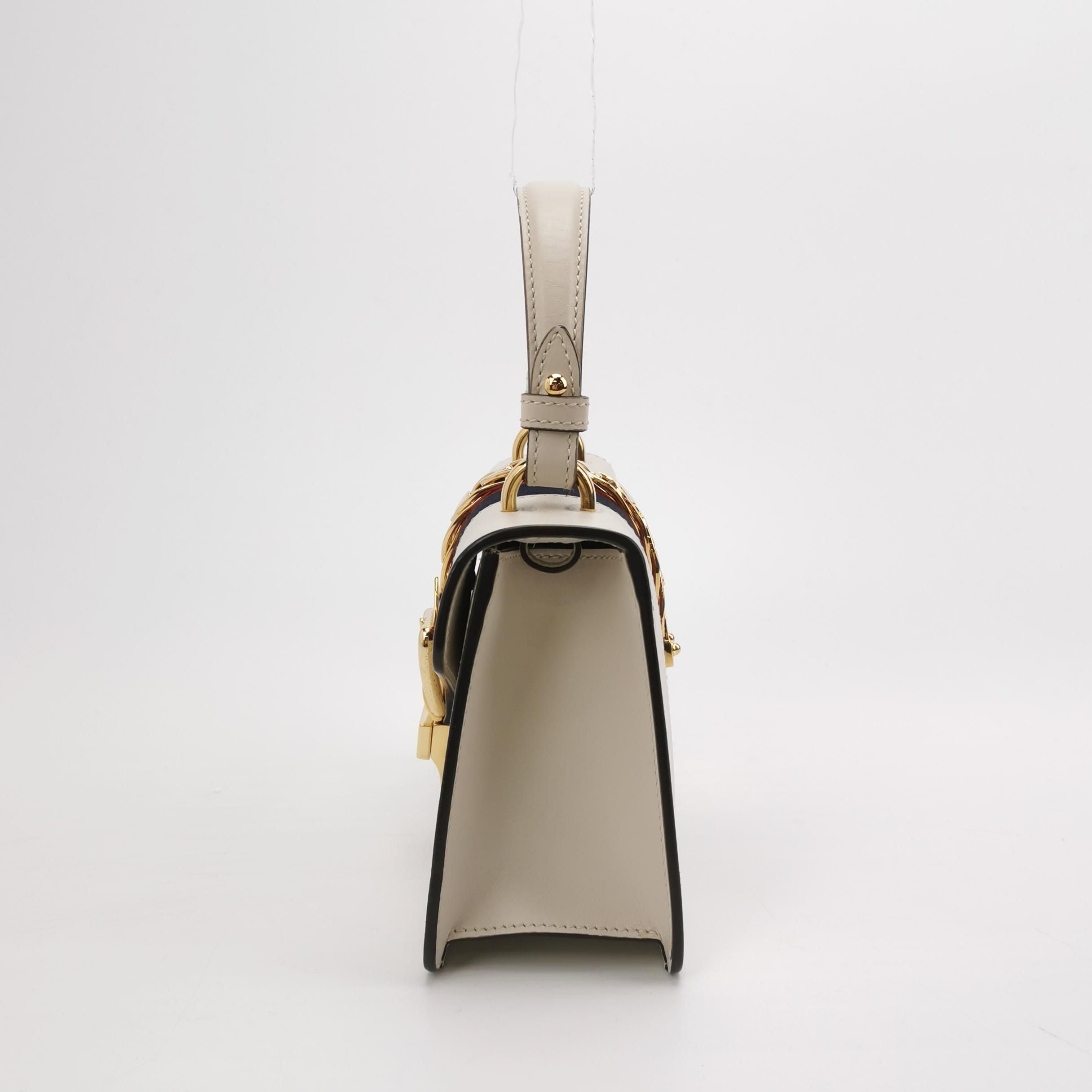 Gucci Sylvie Mini Leather Crossbody Bag with Metal Buckle and Webbing Strap 250513781190148