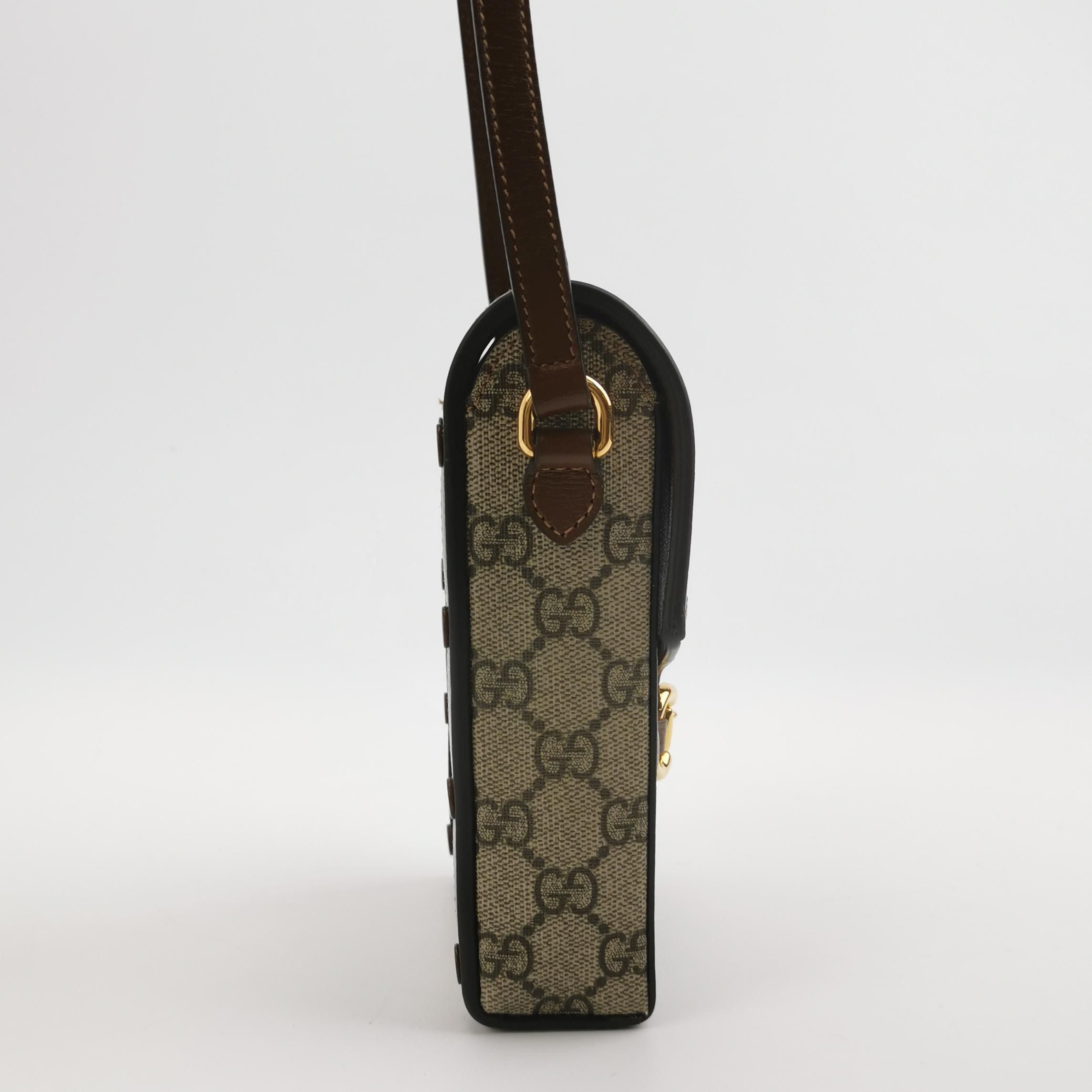Gucci 1955 Mini GG Supreme Horsebit Phone Crossbody Bag 250510781186872