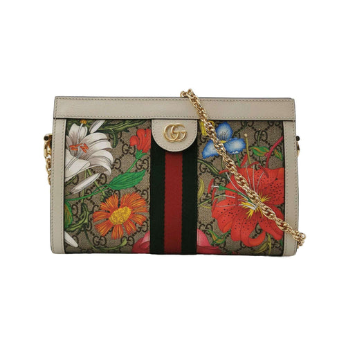 Gucci Ophidia Small Leather Canvas Floral Print Stripe GG Crossbody Bag 250507781182555