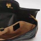 Gucci GG Marmont Mini Leather Solid Chevron Quilted Double G Flap Crossbody Bag 250430781172450