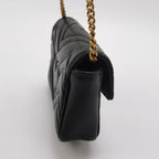 Gucci GG Marmont Mini Leather Solid Chevron Quilted Double G Flap Crossbody Bag 250430781172450
