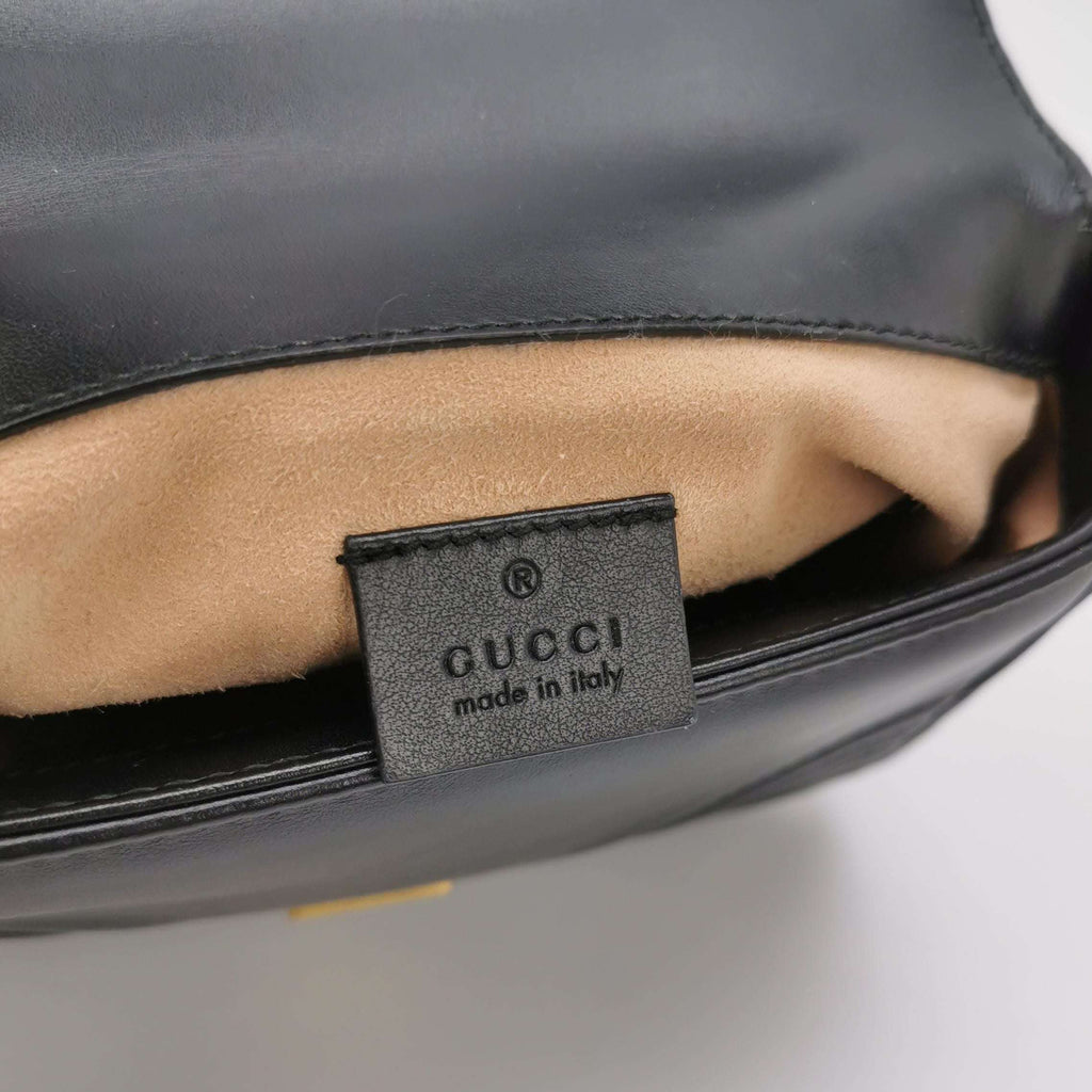 Gucci GG Marmont Mini Leather Solid Chevron Quilted Double G Logo Flap Crossbody Bag 250427781168669