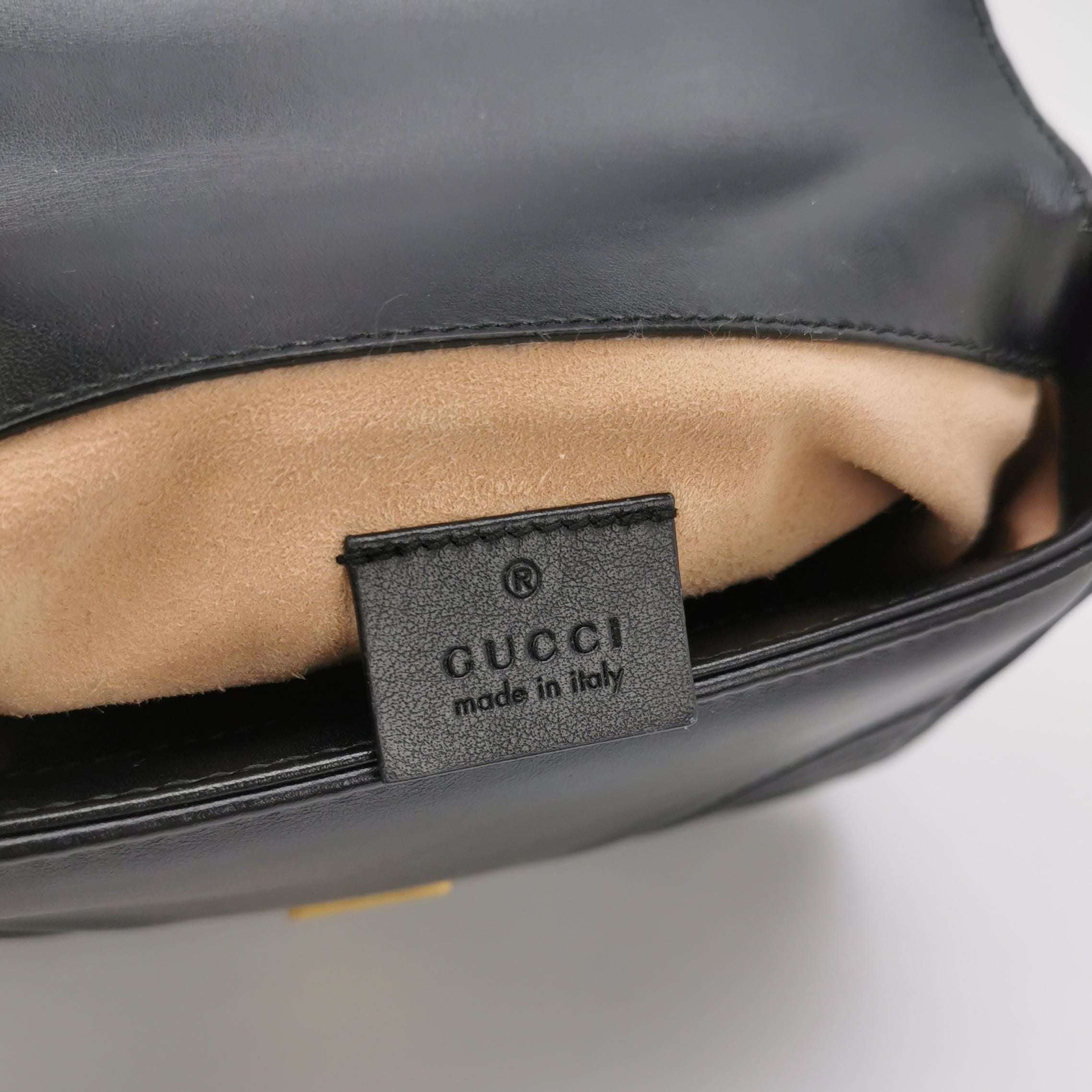Gucci GG Marmont Mini Leather Solid Chevron Quilted Double G Logo Flap Crossbody Bag 250427781168669