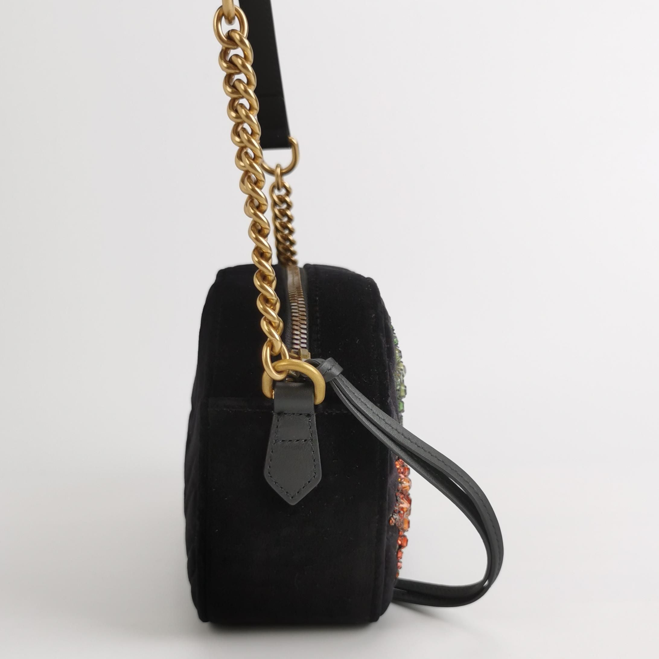 Gucci GG Marmont Small Leather and Suede Star Pattern GG Logo Crossbody Bag 250421781159465