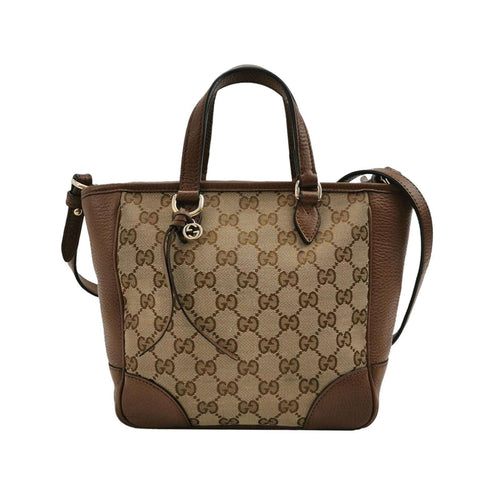 Gucci Bree Leather Canvas GG Monogram Interlocking G Tassel Crossbody Bag 047852700386