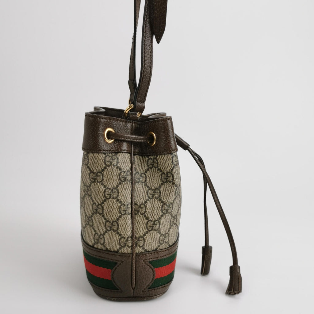 Gucci Ophidia Mini Leather Canvas GG Bucket Crossbody Bag 250420781157579