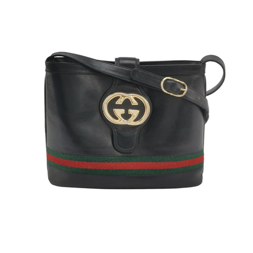 Gucci Leather Striped GG Logo Shoulder Bag Crossbody Bag 250419781155220