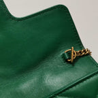 Gucci GG Marmont Mini Leather Solid Chevron Quilted Double G Flap Crossbody Bag 250417781152754