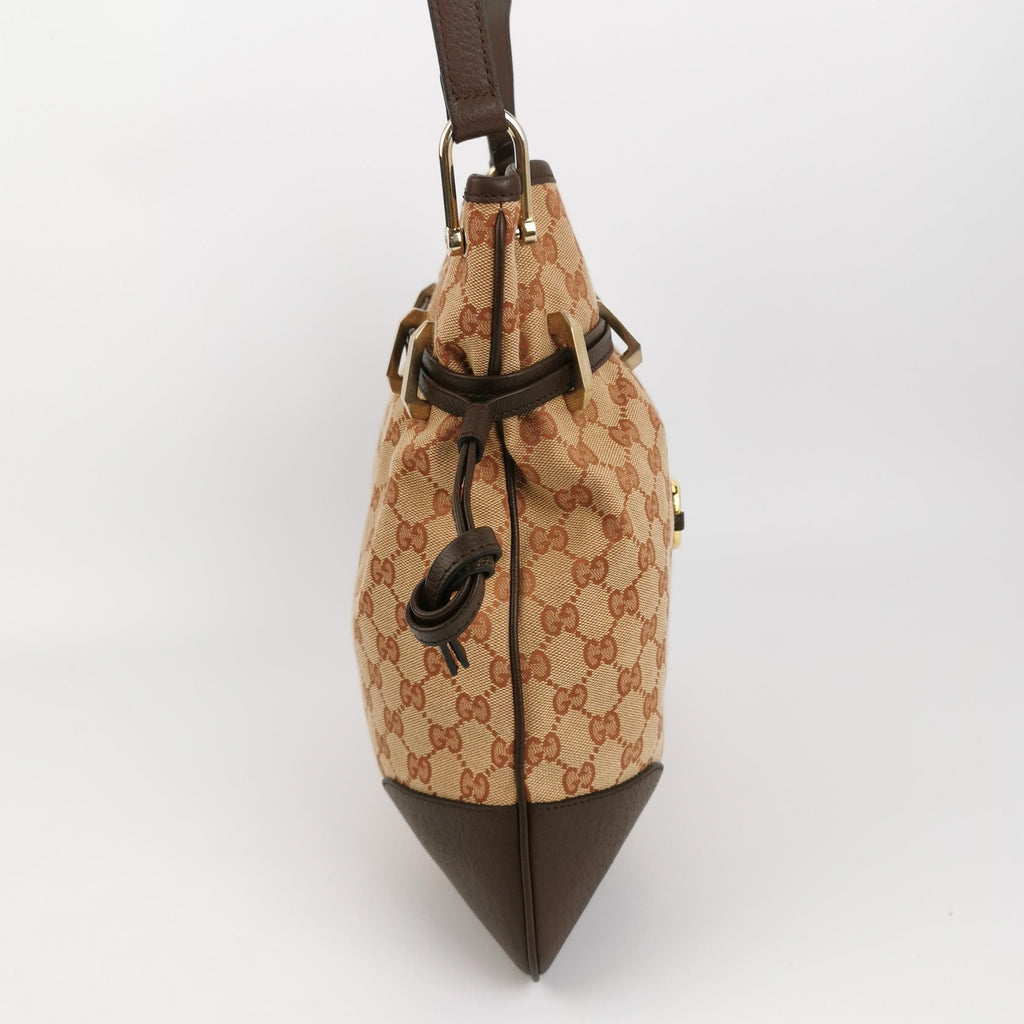 Gucci 1955 GG Canvas and Leather Horsebit Shoulder Bag 250416781150910