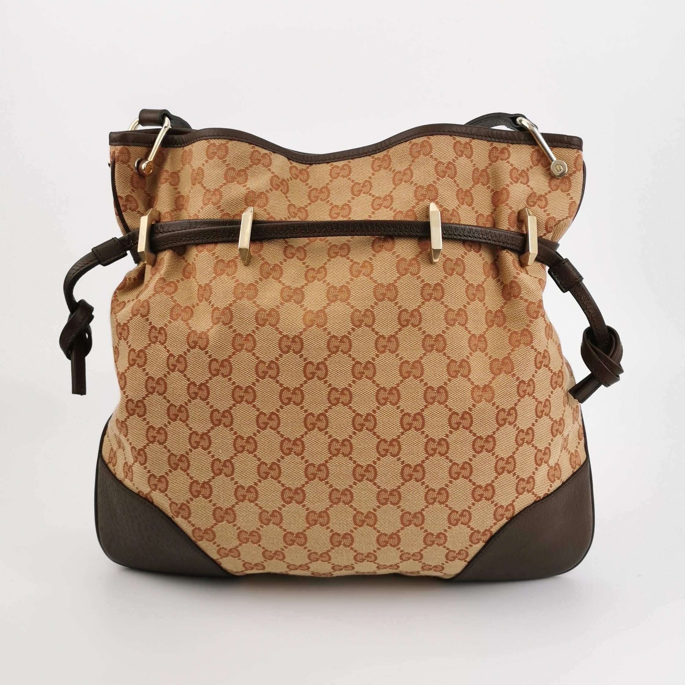 Gucci 1955 GG Canvas and Leather Horsebit Shoulder Bag 250416781150910