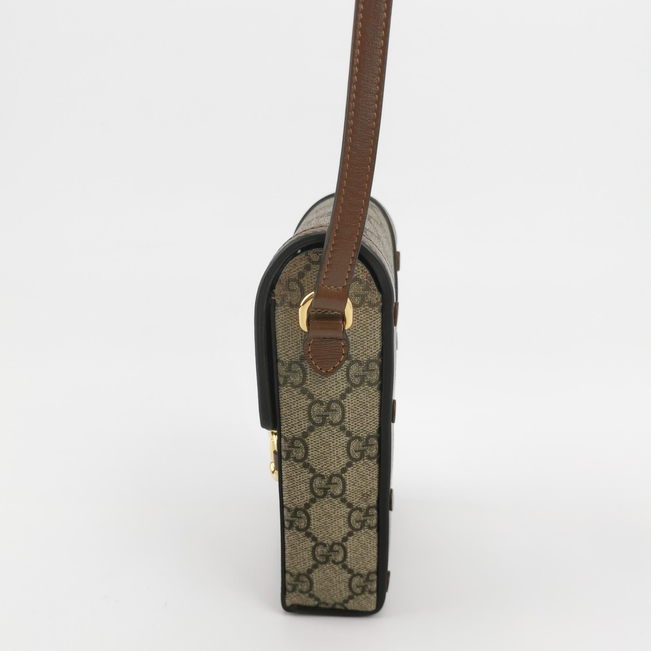 Gucci 1955 Mini GG Canvas Horsebit Phone Crossbody Bag 250401781130179