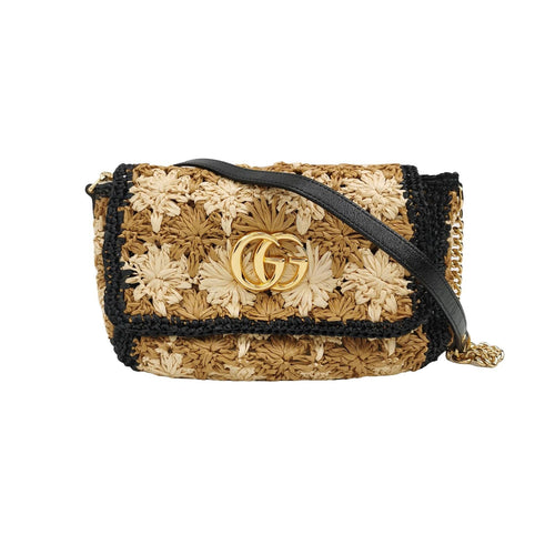 Gucci GG Marmont Woven Shoulder Bag with Double G Logo 250412781145302
