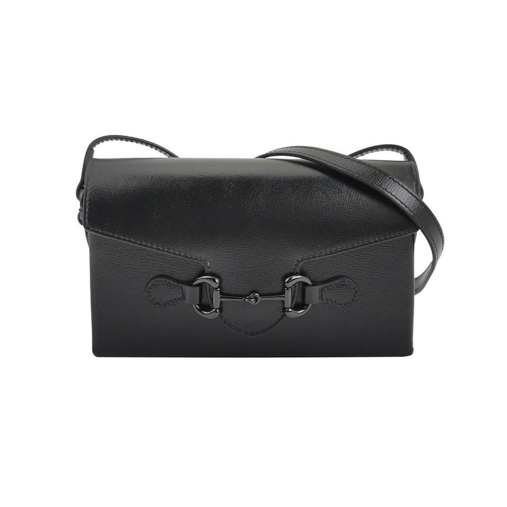 Gucci 1955 Mini Leather Solid Horsebit Flap Crossbody Bag 250411781143692