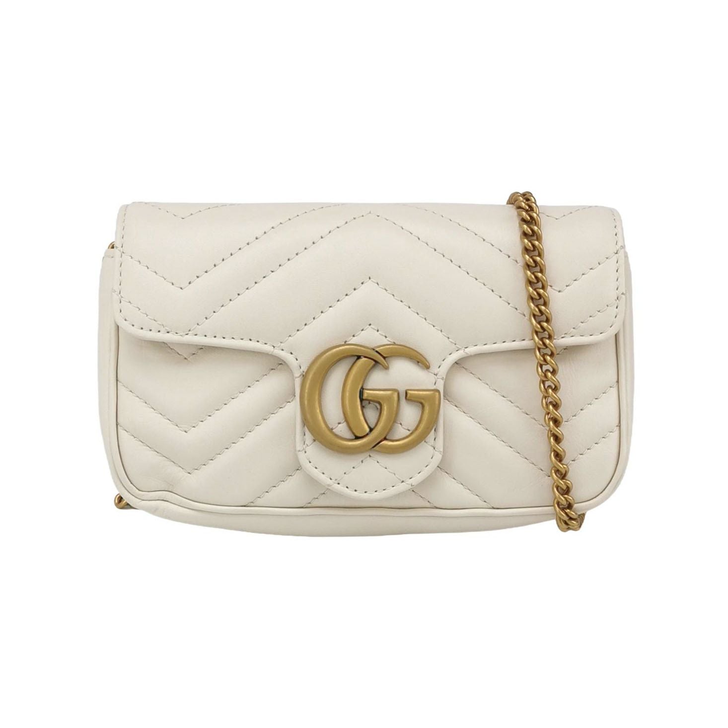 Gucci GG Marmont Mini Leather Solid Color V-Quilted Double G Logo Envelope Crossbody Bag 250407781137977