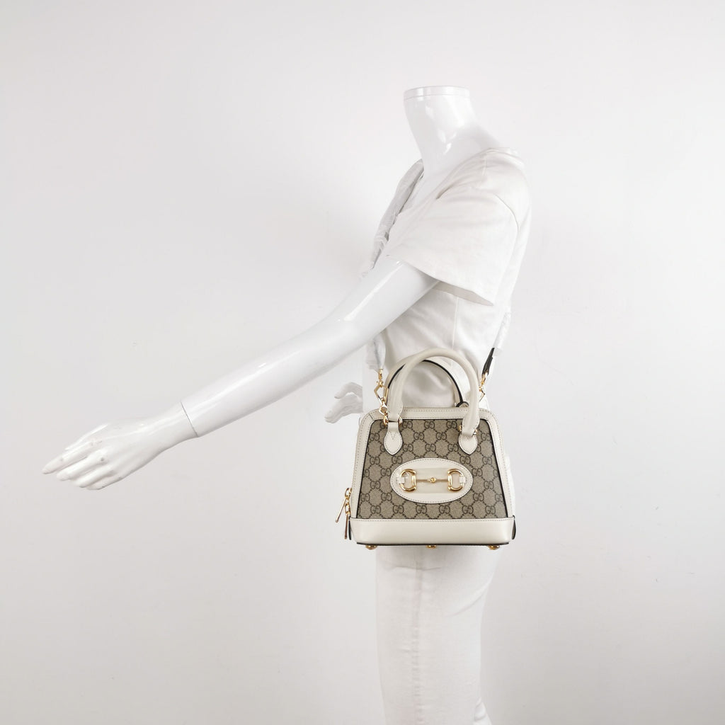 Gucci 1955 Mini GG Canvas Horsebit Shell Bag Crossbody Bag 250409781141551