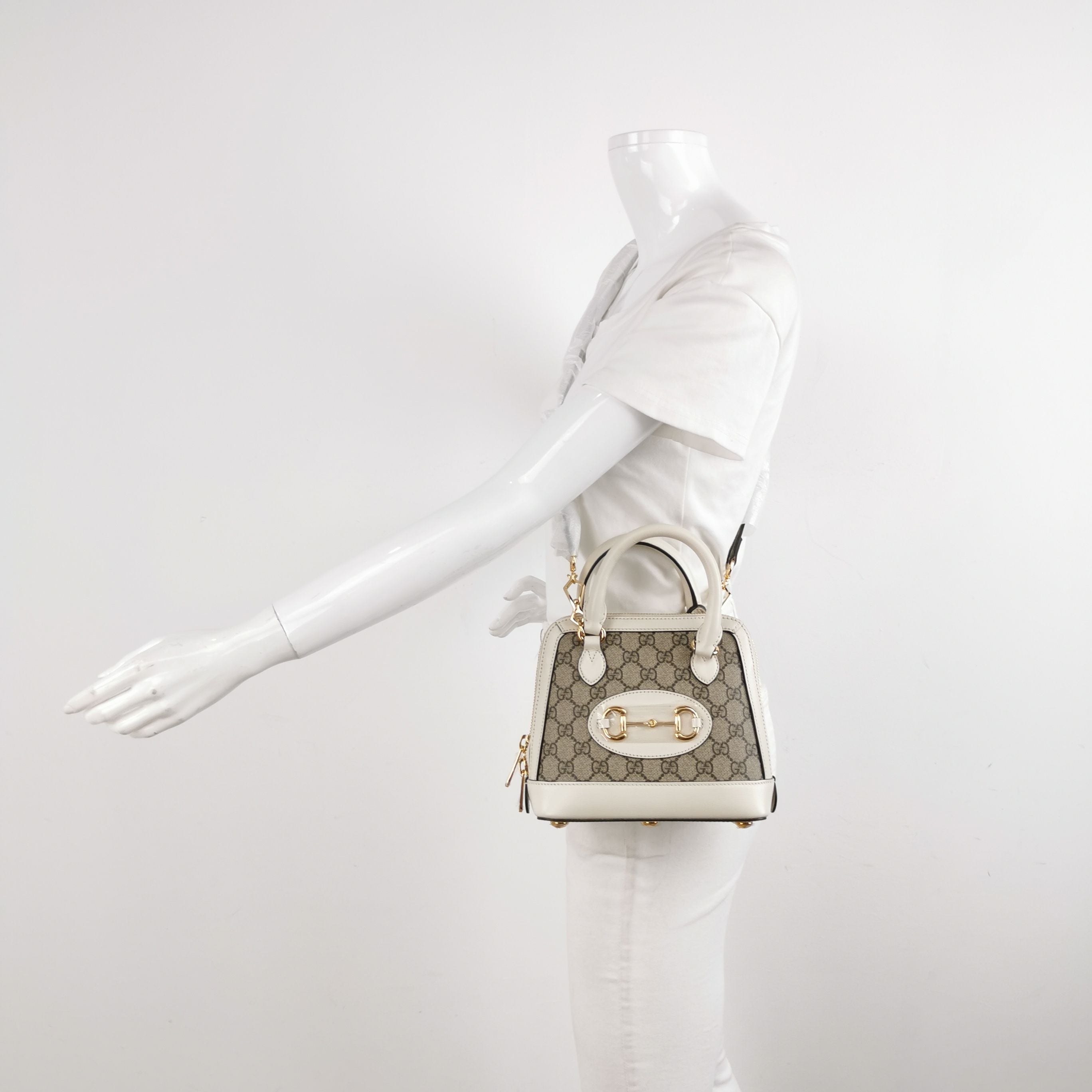 Gucci 1955 Mini GG Canvas Horsebit Shell Bag Crossbody Bag 250409781141551
