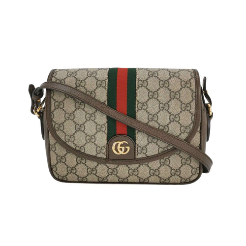 Gucci Ophidia Small Leather Canvas GG Crossbody Bag 047850700656