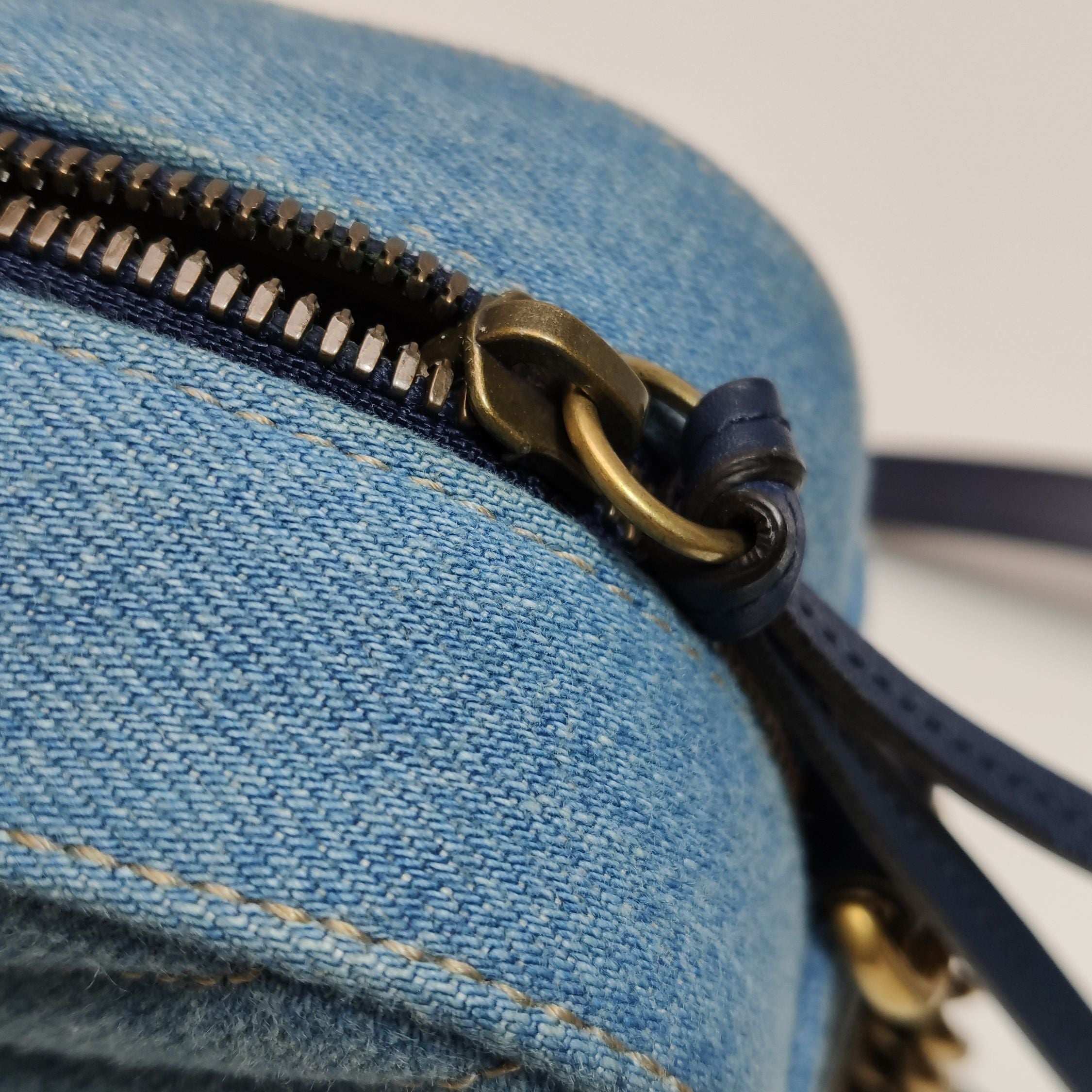 Gucci GG Marmont Small Leather and Denim Double G Crossbody Bag 250328781125294