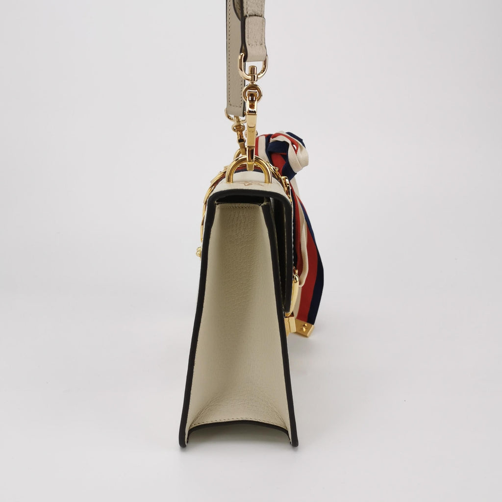 Gucci Sylvie Small Leather and Canvas Crossbody Bag with Bee and Star Print 250328781124389