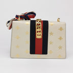 Gucci Sylvie Small Leather and Canvas Crossbody Bag with Bee and Star Print 250328781124389