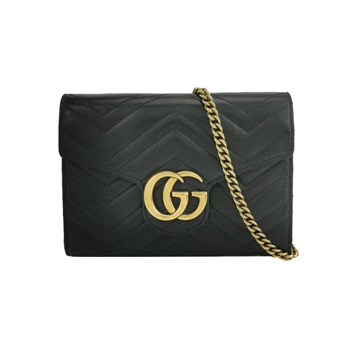 Gucci GG Marmont Mini Leather Solid GG Logo Crossbody Bag 250328781124485