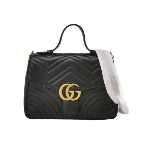 Gucci GG Marmont Small Leather V-stitch Quilted GG Logo Crossbody Bag 250328781124744