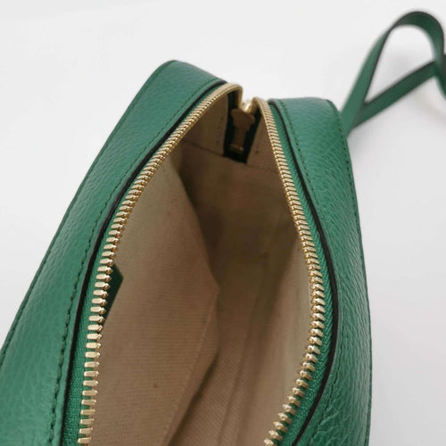 Gucci Soho Mini Leather Solid Zip Embossed GG Camera Crossbody Bag 250312781101276