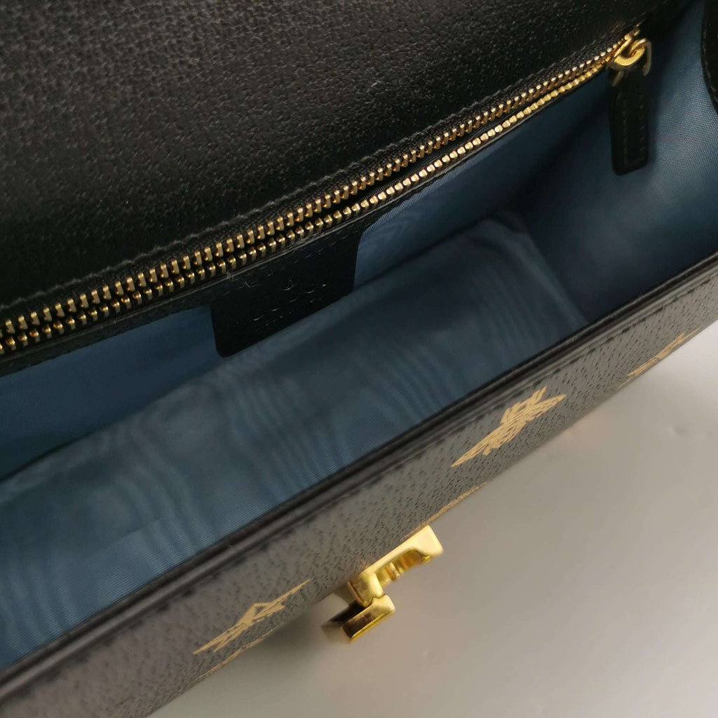 Gucci Sylvie Small Leather and Canvas Crossbody Bag with Bee and Star Print 250322781115960
