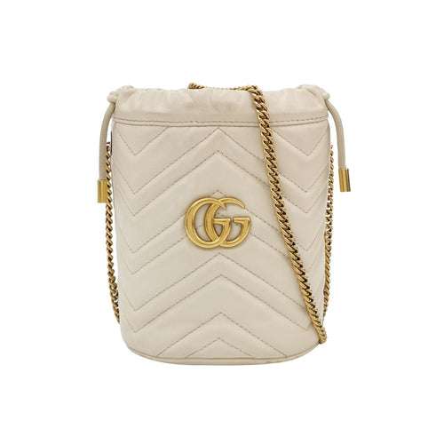 Gucci GG Marmont Mini Leather V-Stitch Quilted Double G Bucket Crossbody Bag 037852200190