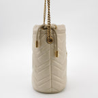 Gucci GG Marmont Mini Leather V-Stitch Quilted Double G Bucket Crossbody Bag 037852200190