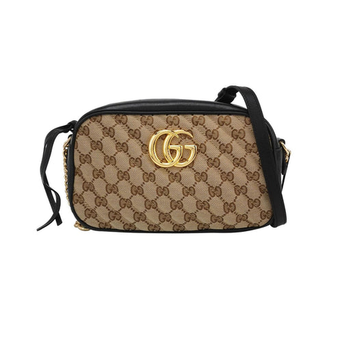 Gucci GG Marmont Small Leather and Canvas Crossbody Bag 037852000072