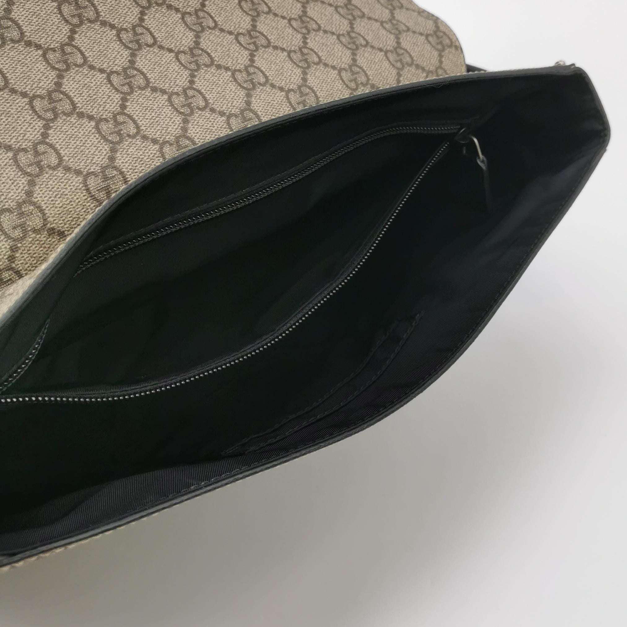 Gucci Canvas Monogram Stripes Leather Logo Crossbody Bag 250316781106933