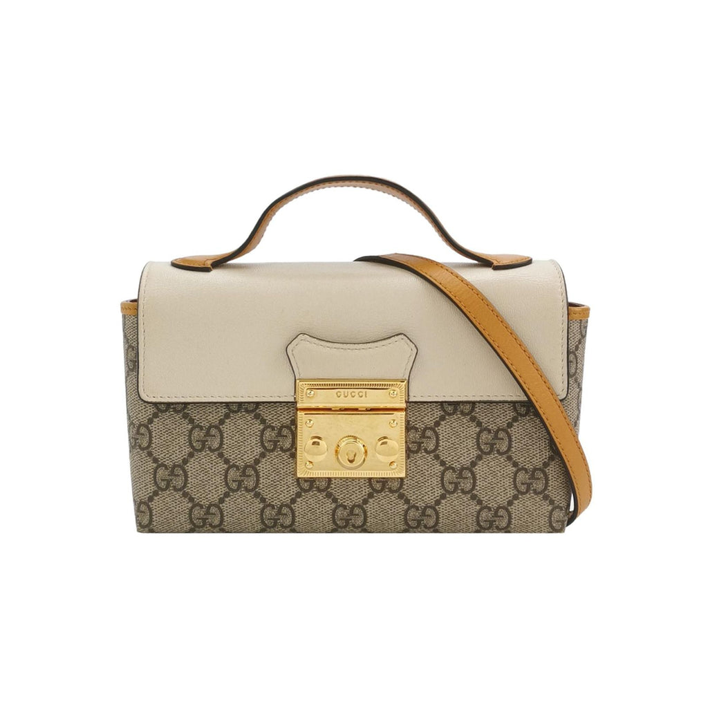 Gucci Padlock Mini Leather GG Canvas Crossbody Bag 250314781105042