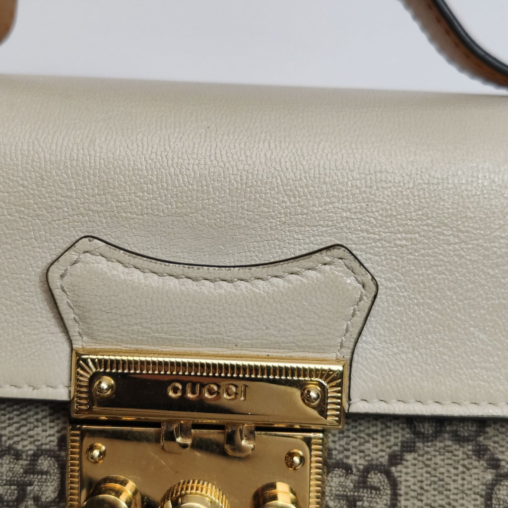 Gucci Padlock Mini Leather GG Canvas Crossbody Bag 250314781105042