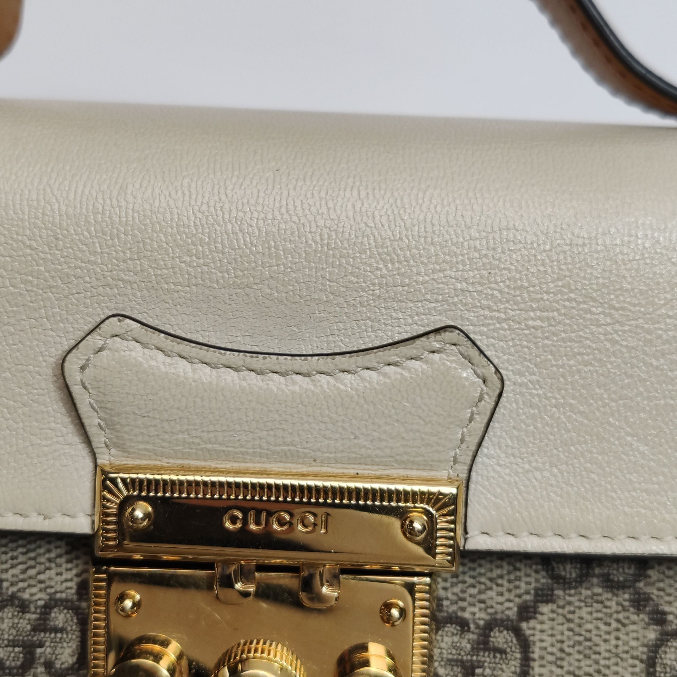 Gucci Padlock Mini Leather GG Canvas Crossbody Bag 250314781105042