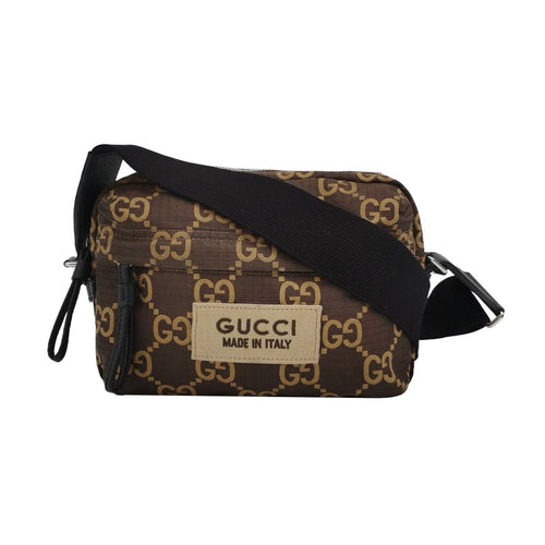 Gucci Medium Leather and Nylon GG Monogram Logo Crossbody Bag 250308781095568