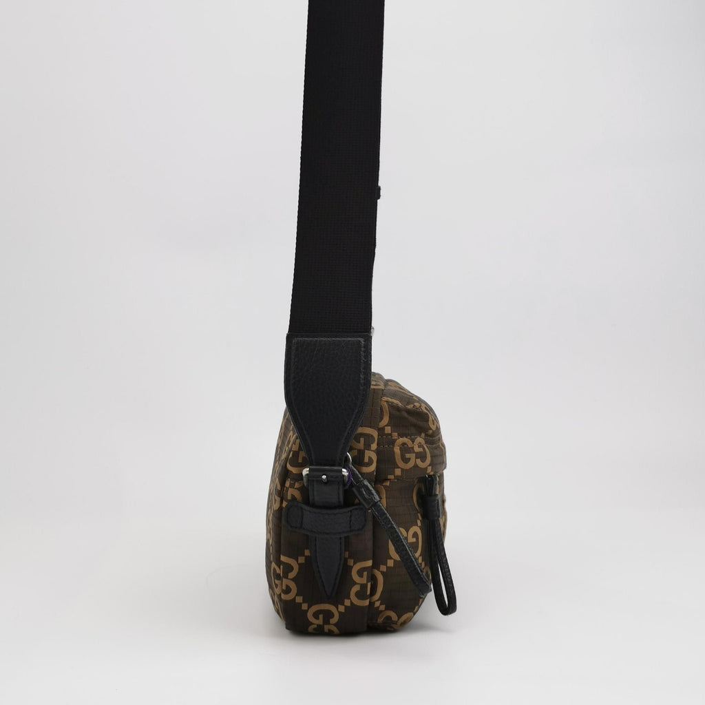 Gucci Medium Leather and Nylon GG Monogram Logo Crossbody Bag 250308781095568