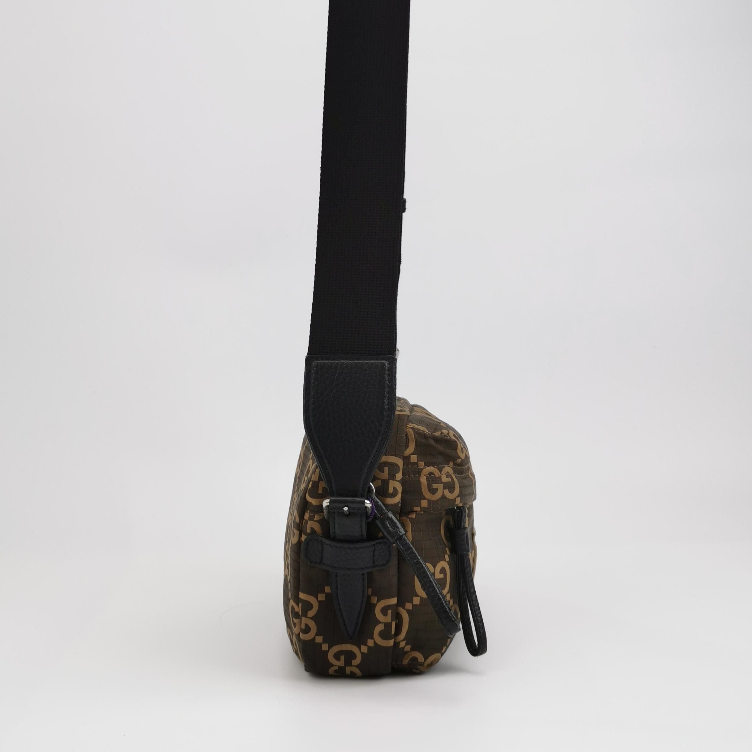 Gucci Medium Leather and Nylon GG Monogram Logo Crossbody Bag 250308781095568