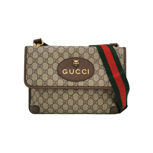 Gucci Neo Vintage Medium GG Monogram Tiger Head Logo Crossbody Bag 250307781094558