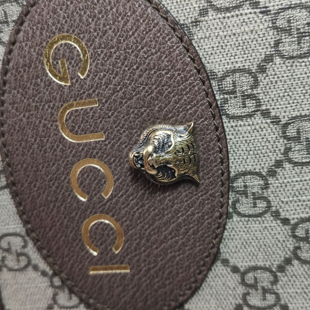 Gucci Neo Vintage Medium GG Monogram Tiger Head Logo Crossbody Bag 250307781094558
