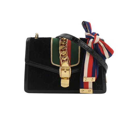 Gucci Sylvie Small Flannel and Waxed Leather Crossbody Bag 250303781088384