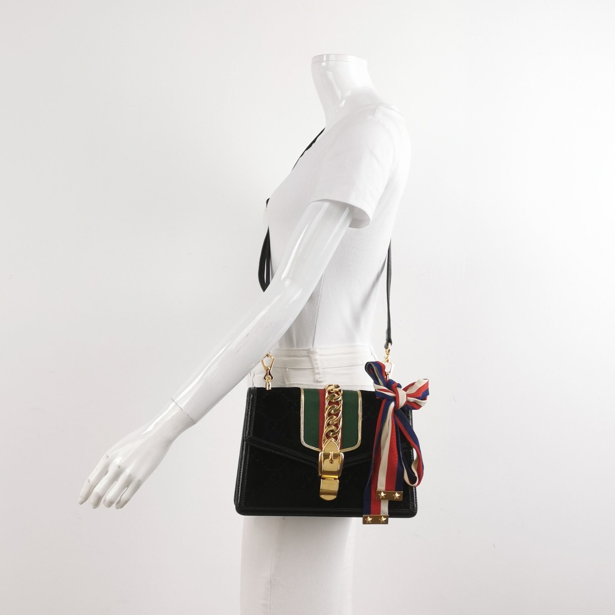 Gucci Sylvie Small Flannel and Waxed Leather Crossbody Bag 250303781088384