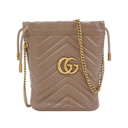 Gucci GG Marmont Mini Leather V-stitch Quilted Double G Bucket Crossbody Bag 250302781087779
