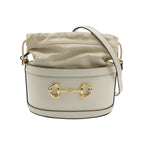 Gucci 1955 Leather and Suede Solid Horsebit Bucket Crossbody Bag 250214781063944