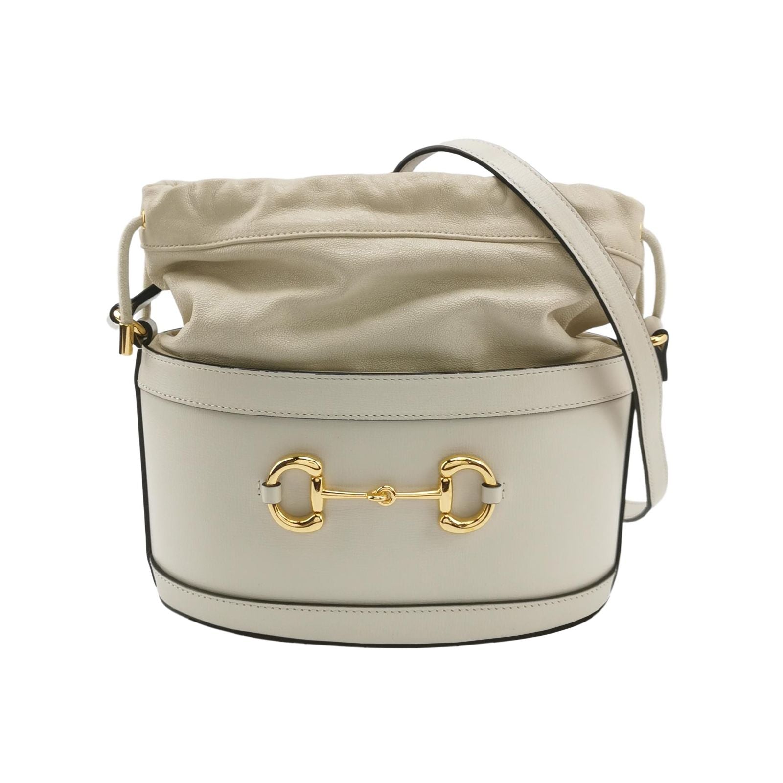 Gucci 1955 Leather and Suede Solid Horsebit Bucket Crossbody Bag 250214781063944