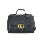 Gucci GG Marmont Medium Leather V-stitch Quilted Double G Logo Flap Crossbody Bag 250215781064786