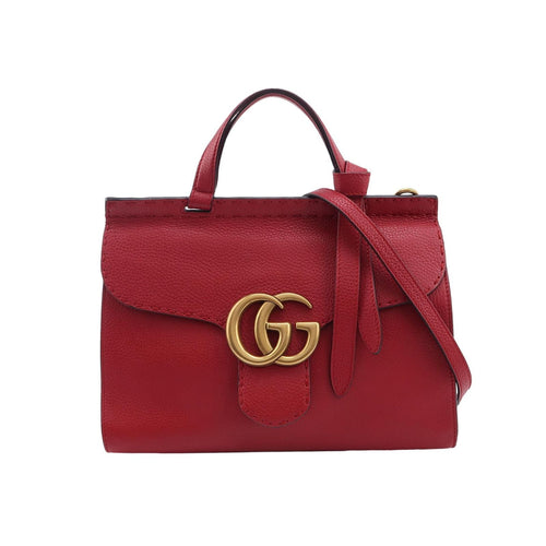 Gucci GG Marmont Small Leather Solid GG Logo Flap Crossbody Bag 250206781052171