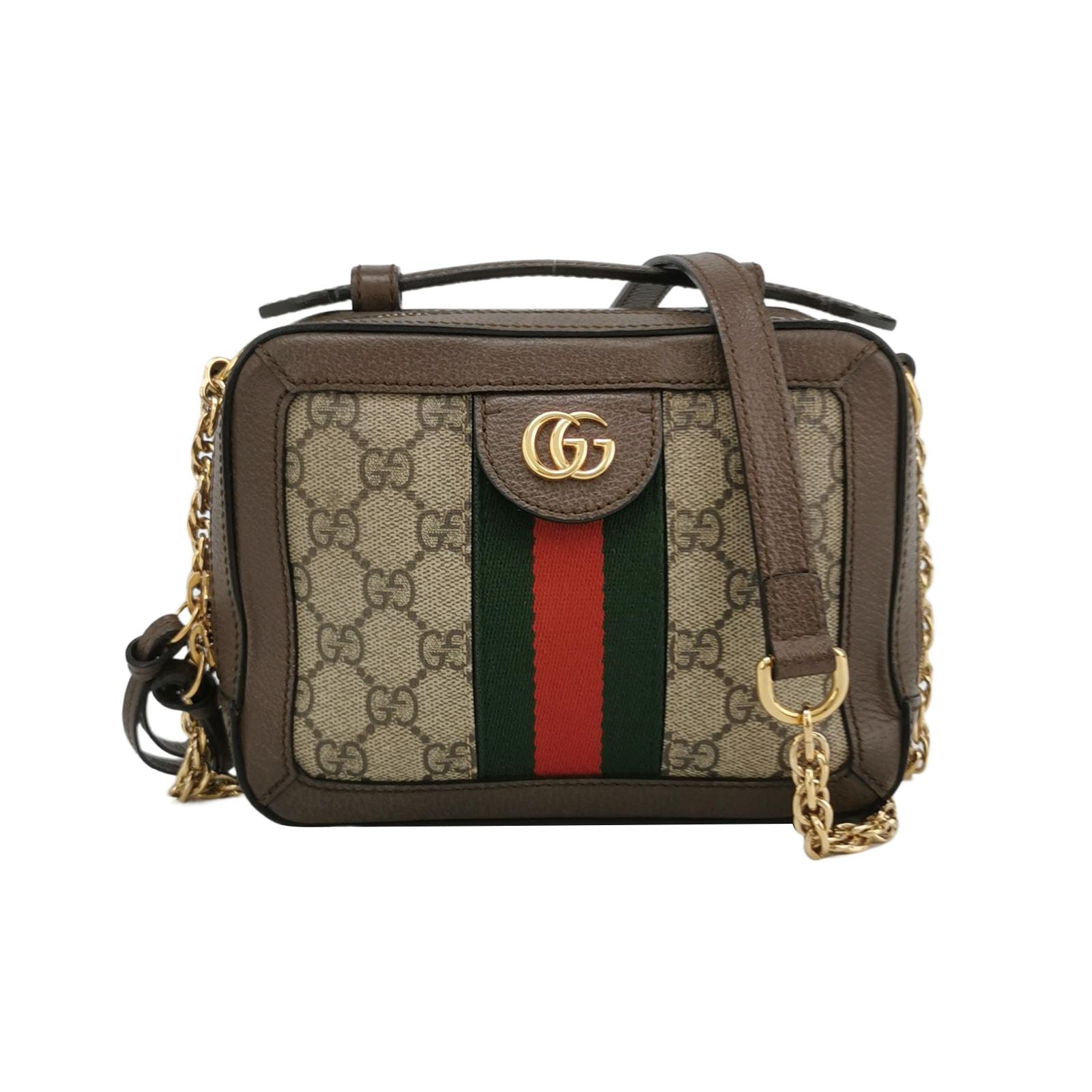 Gucci Ophidia Mini Leather Canvas GG Crossbody Bag 027850600035